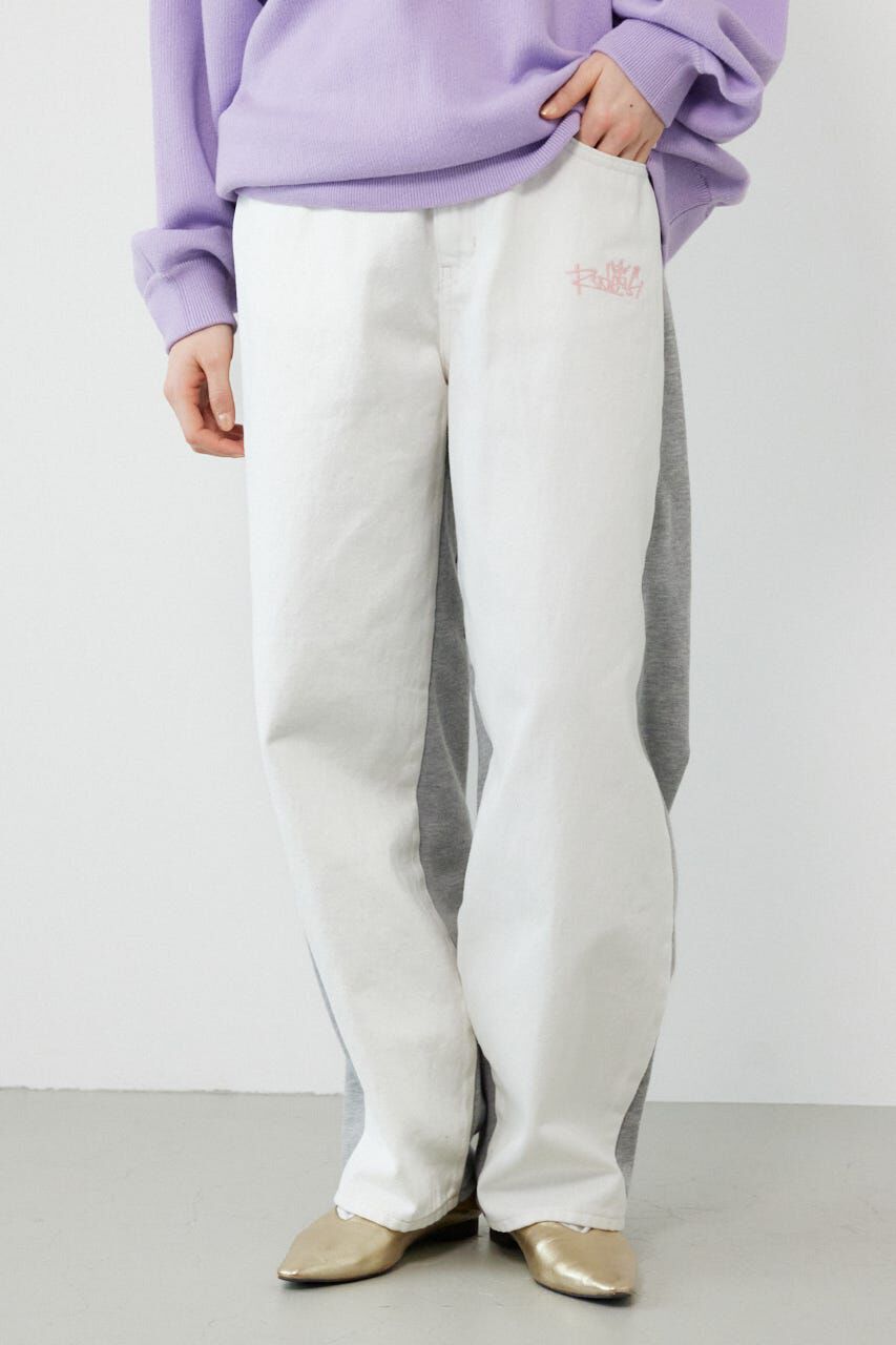 RODEO CROWNS「BIG sign logo コンビパンツ」|デニム|