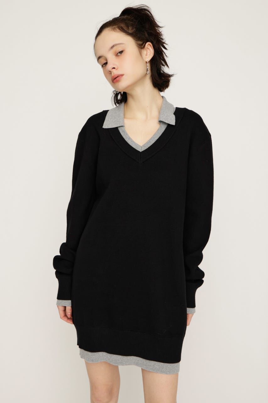 SLY「LAYERED V／N HG ワンピース」|ワンピース|BLK