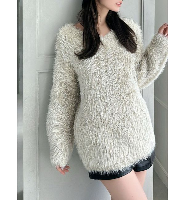 RESEXXY「ラメシャギーニットチュニックワンピース」|ワンピース|ベージュ