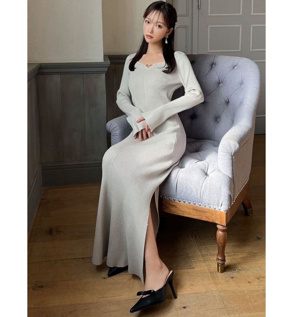 RESEXXY「フロントチャームリブニットワンピース」|ワンピース|