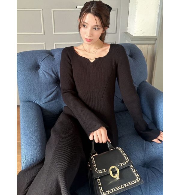 RESEXXY「フロントチャームリブニットワンピース」|ワンピース|