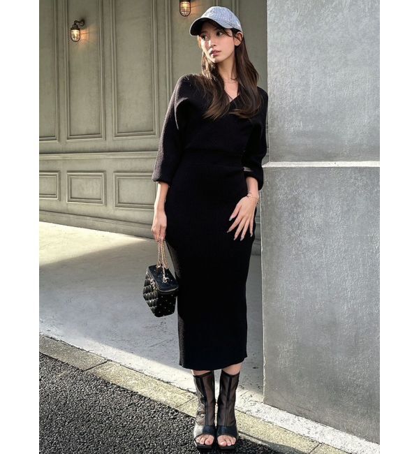 RESEXXY「カシュクールニットタイトワンピース」|ワンピース|