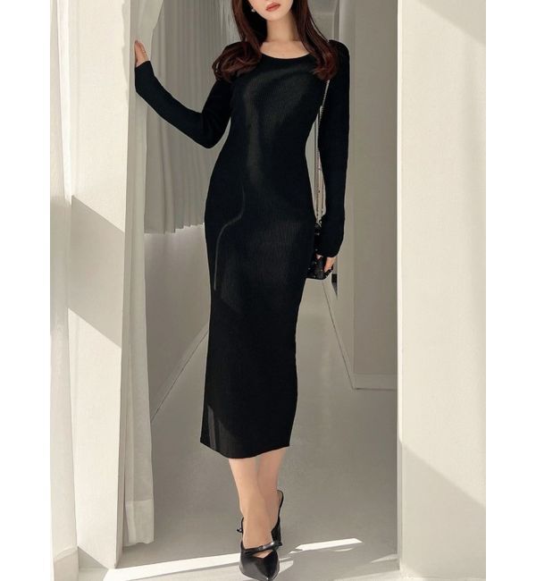 RESEXXY「リブニットタイトワンピース」|ワンピース|ブラック