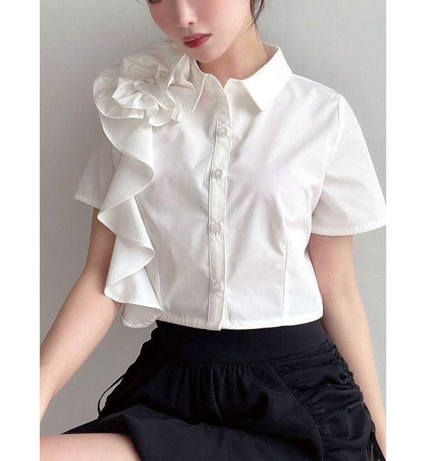 RESEXXY「アシンメトリー3Dモチーフシャツ」|シャツ・ブラウス|ホワイト