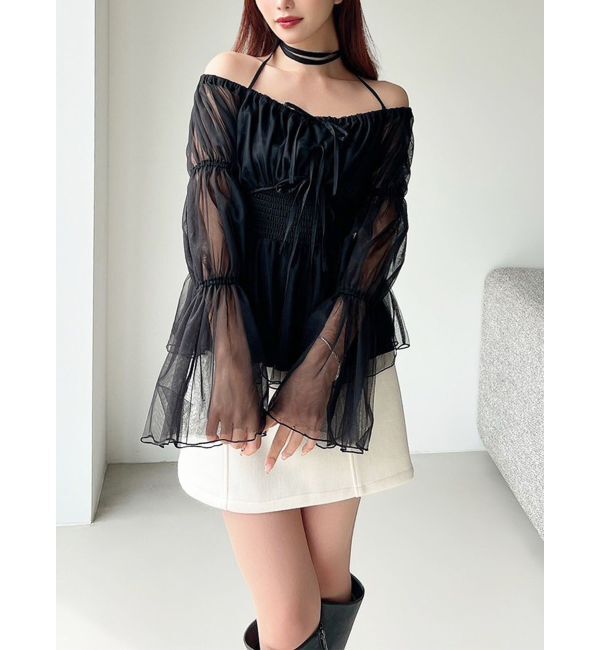 RESEXXY「チョーカーリボンチュニックブラウス」|シャツ・ブラウス|ブラック