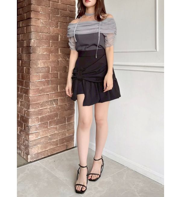 dazzlin「ナナメリボンミニスカート」|スカート|