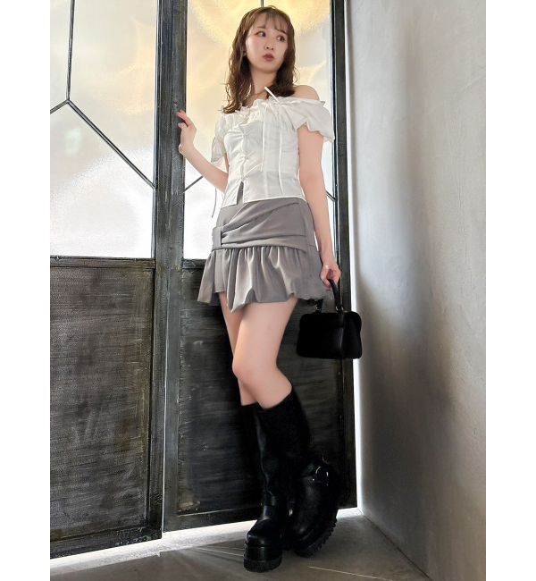 dazzlin「ナナメリボンミニスカート」|スカート|