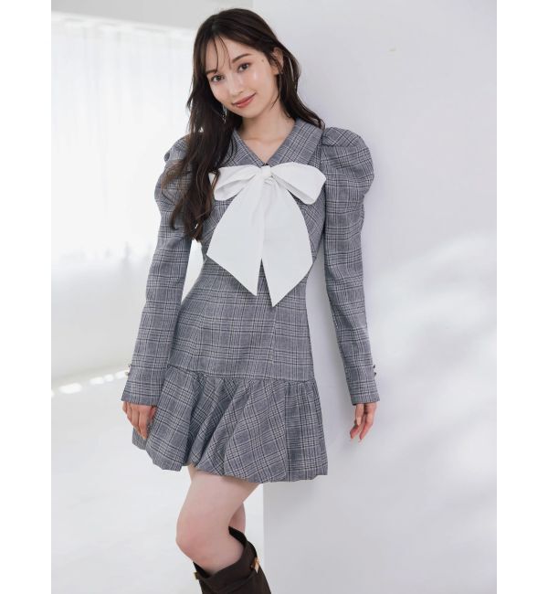 dazzlin「バルーンチェックミニワンピース」|ワンピース|