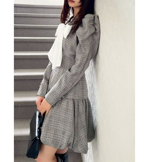 dazzlin「バルーンチェックミニワンピース」|ワンピース|