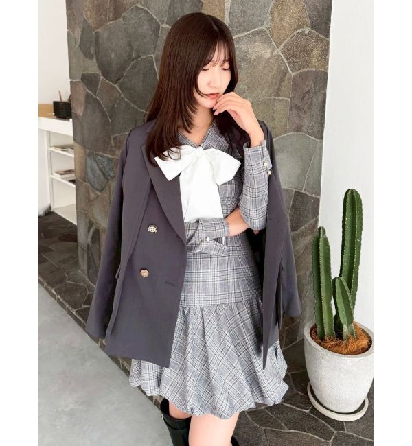 dazzlin「バルーンチェックミニワンピース」|ワンピース|