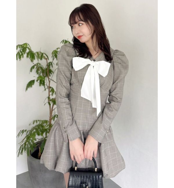 dazzlin「バルーンチェックミニワンピース」|ワンピース|