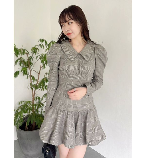 dazzlin「バルーンチェックミニワンピース」|ワンピース|