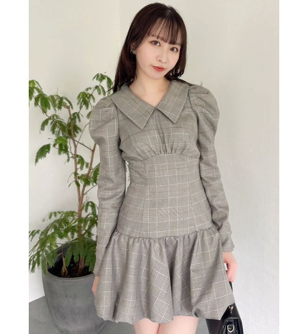 dazzlin「バルーンチェックミニワンピース」|ワンピース|