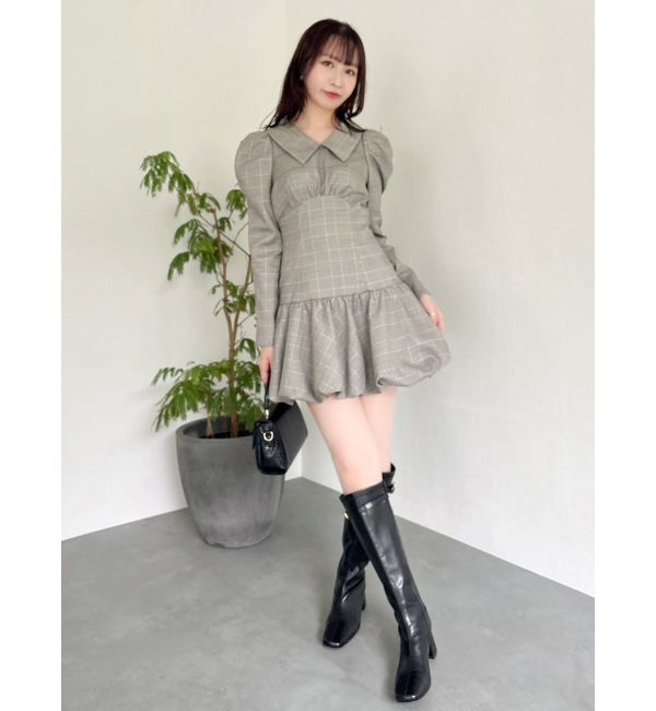 dazzlin「バルーンチェックミニワンピース」|ワンピース|