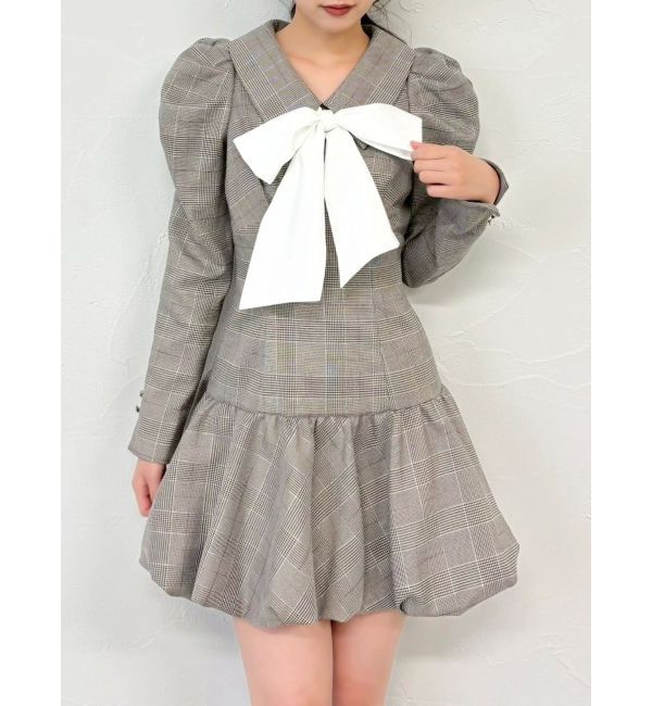 dazzlin「バルーンチェックミニワンピース」|ワンピース|
