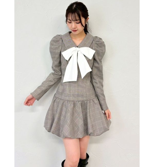 dazzlin「バルーンチェックミニワンピース」|ワンピース|