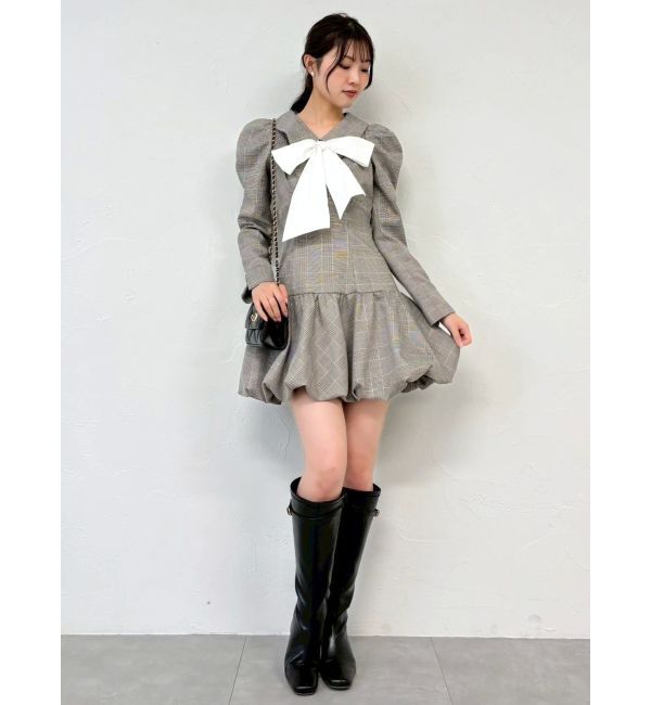 dazzlin「バルーンチェックミニワンピース」|ワンピース|