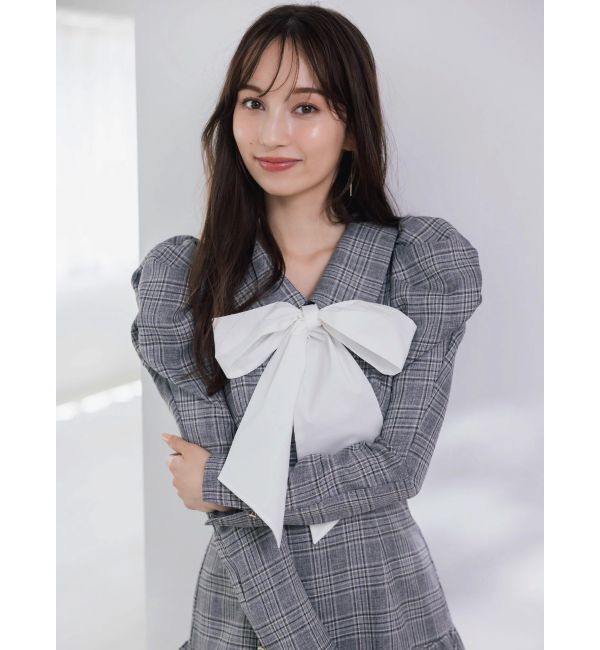 dazzlin「バルーンチェックミニワンピース」|ワンピース|