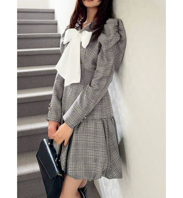 dazzlin「バルーンチェックミニワンピース」|ワンピース|