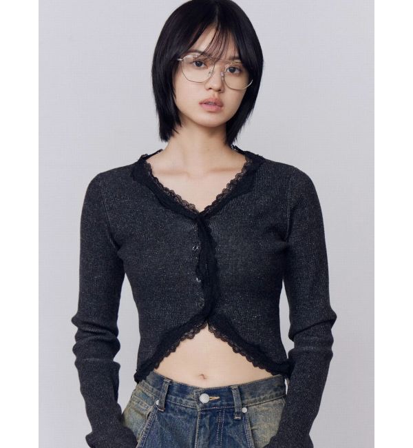 EMODA「レースエッジフィットリブトップ」|ニット・セーター|