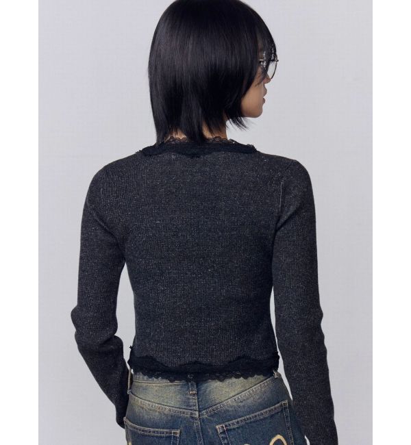 EMODA「レースエッジフィットリブトップ」|ニット・セーター|