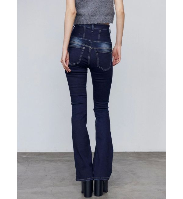 EMODA「ハングレースアップハイウエストパギンス」|デニム|