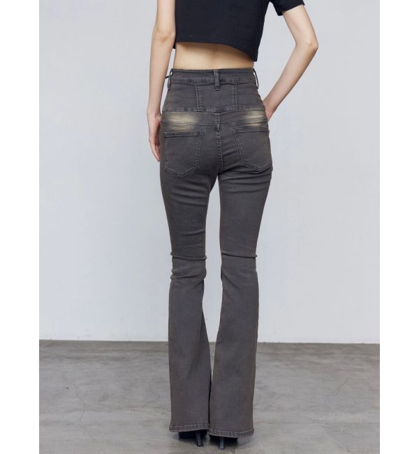 EMODA「ハングレースアップハイウエストパギンス」|デニム|