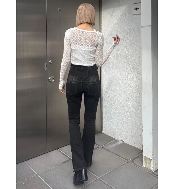 EMODA「ハングレースアップハイウエストパギンス」|デニム|