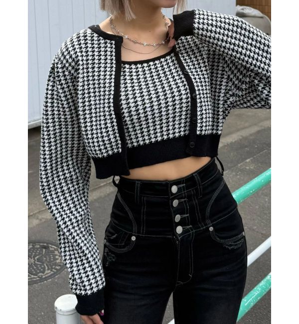 EMODA「ハウンズトゥースツインニット」|ニット・セーター|