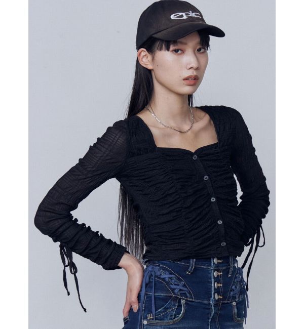 EMODA「フロントボタンギャザートップ」|Tシャツ・カットソー|