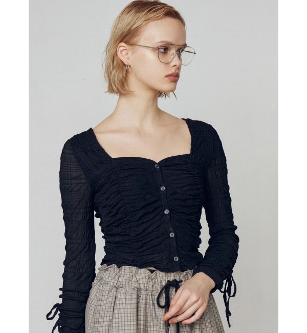 EMODA「フロントボタンギャザートップ」|Tシャツ・カットソー|