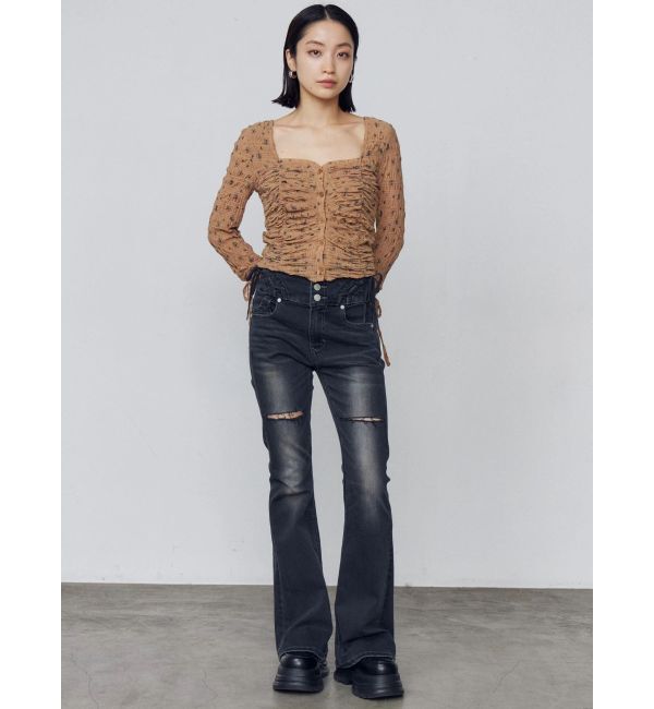 EMODA「フロントボタンギャザートップ」|Tシャツ・カットソー|