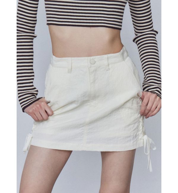 EMODA「レースアップミニスカート」|スカート|アイボリー