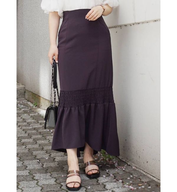 MERCURYDUO「シャーリングデザインイレヘムマーメイドスカート」|スカート|ダークブラウン