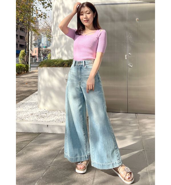 MERCURYDUO「ナローストラップバックスリットリブニット」|ニット・セーター|