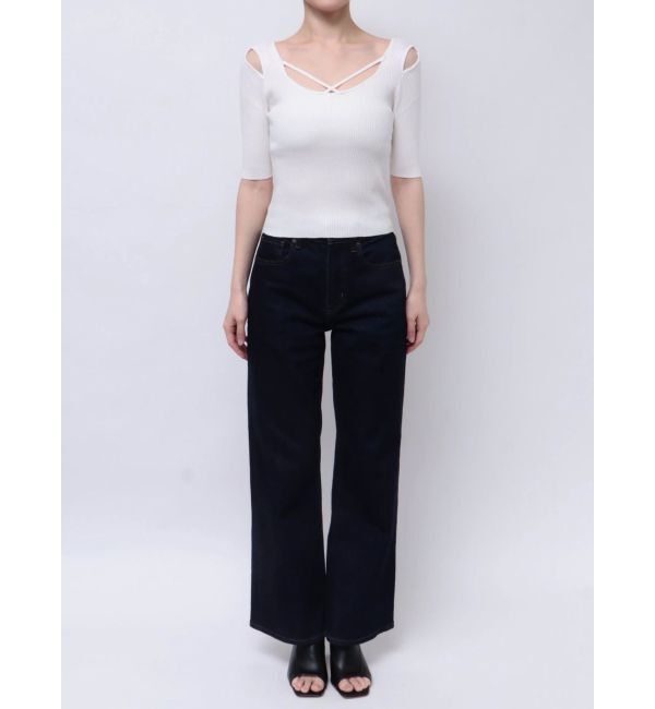 MERCURYDUO「ナローストラップバックスリットリブニット」|ニット・セーター|