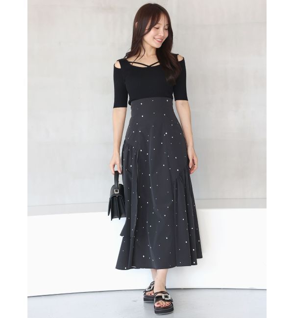 MERCURYDUO「ナローストラップバックスリットリブニット」|ニット・セーター|