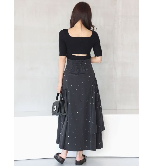 MERCURYDUO「ナローストラップバックスリットリブニット」|ニット・セーター|