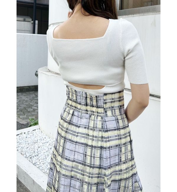 MERCURYDUO「ナローストラップバックスリットリブニット」|ニット・セーター|