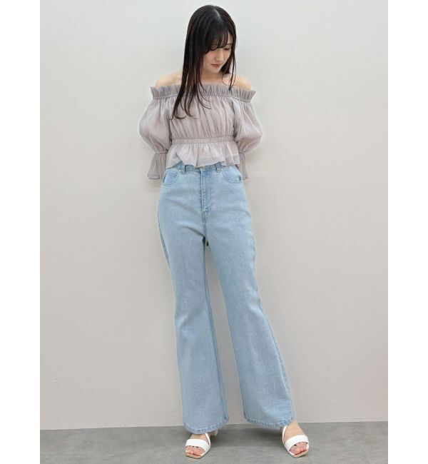 MERCURYDUO「2WAYオフショル五分袖シャーリングブラウス」|シャツ・ブラウス|