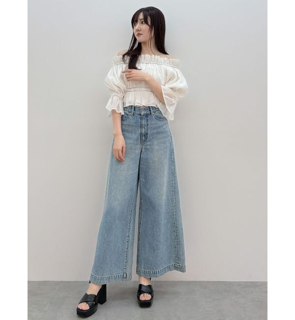 MERCURYDUO「2WAYオフショル五分袖シャーリングブラウス」|シャツ・ブラウス|