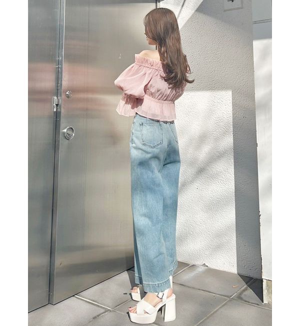 MERCURYDUO「2WAYオフショル五分袖シャーリングブラウス」|シャツ・ブラウス|