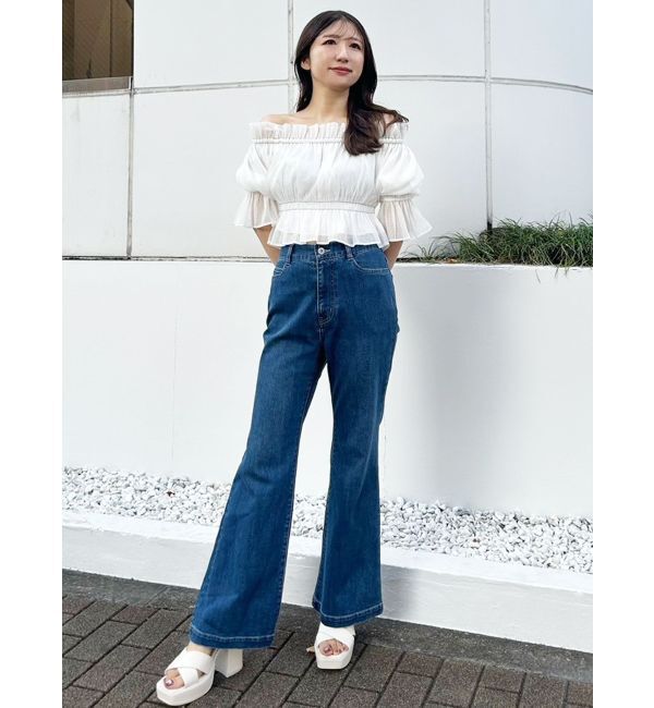 MERCURYDUO「2WAYオフショル五分袖シャーリングブラウス」|シャツ・ブラウス|