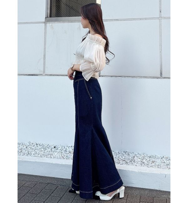 MERCURYDUO「2WAYオフショル五分袖シャーリングブラウス」|シャツ・ブラウス|