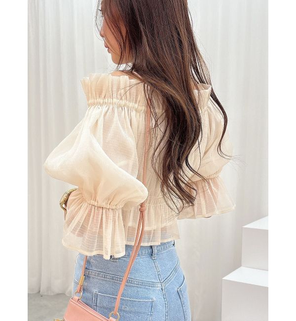 MERCURYDUO「2WAYオフショル五分袖シャーリングブラウス」|シャツ・ブラウス|