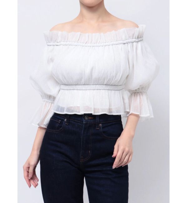 MERCURYDUO「2WAYオフショル五分袖シャーリングブラウス」|シャツ・ブラウス|