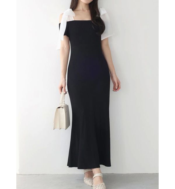 MERCURYDUO「ショルダーリボンニットワンピース」|ワンピース|