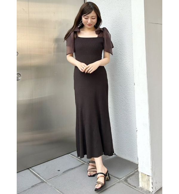 MERCURYDUO「ショルダーリボンニットワンピース」|ワンピース|