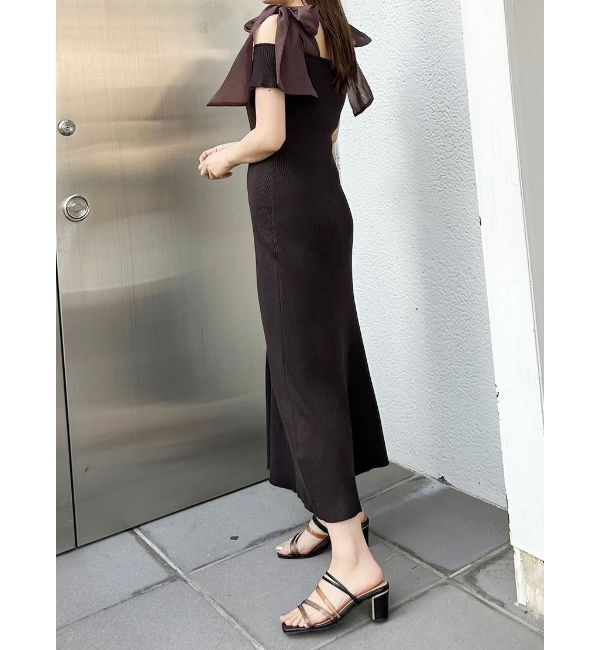 MERCURYDUO「ショルダーリボンニットワンピース」|ワンピース|