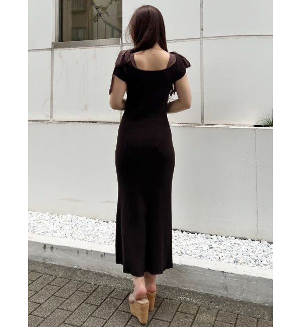 MERCURYDUO「ショルダーリボンニットワンピース」|ワンピース|